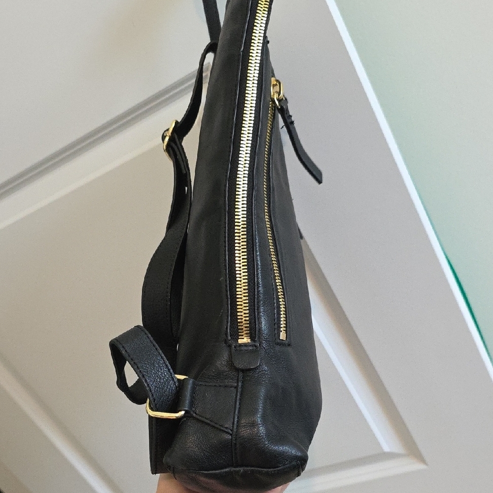 Margot Black Leather Laptop Backpack - Picture 8 of 16